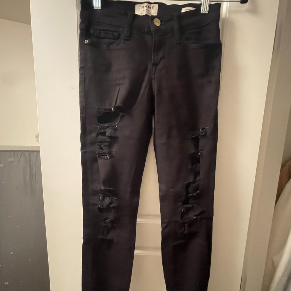 Black Distressed Jeans by FRAME